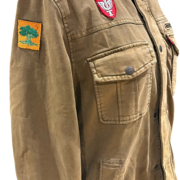 Levi's jacket, khaki-colored twill utility trucker jacket with patches. Size M - Picture 3 of 9